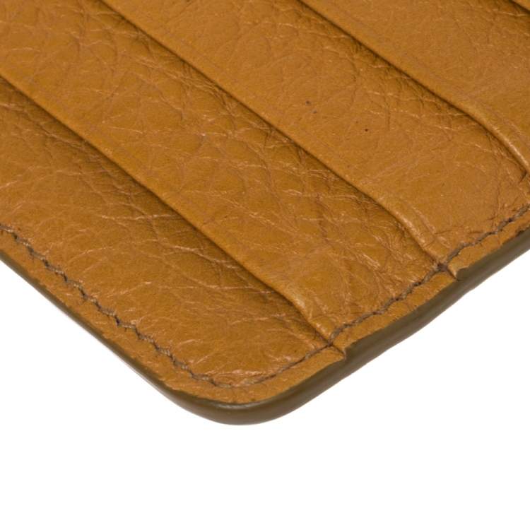 Pre Owned Bally Yellow Leather Zip Card Holder