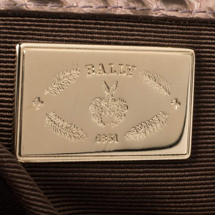 Pre Owned Bally Dusty Pink/Black Python Jana Shoulder Bag