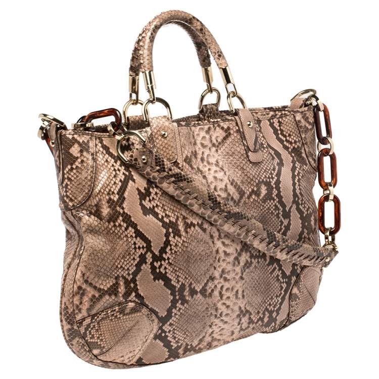 Pre Owned Bally Dusty Pink/Black Python Jana Shoulder Bag