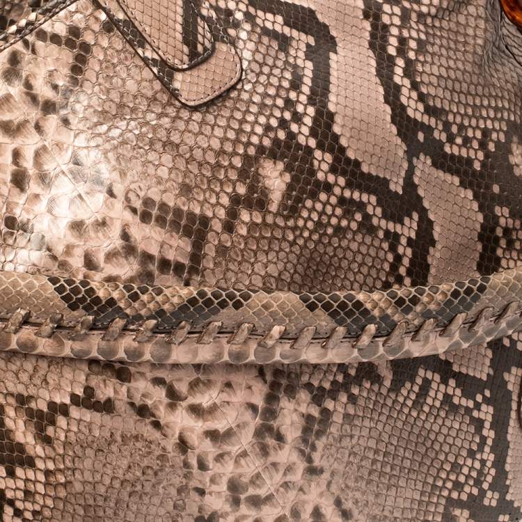 Pre Owned Bally Dusty Pink/Black Python Jana Shoulder Bag