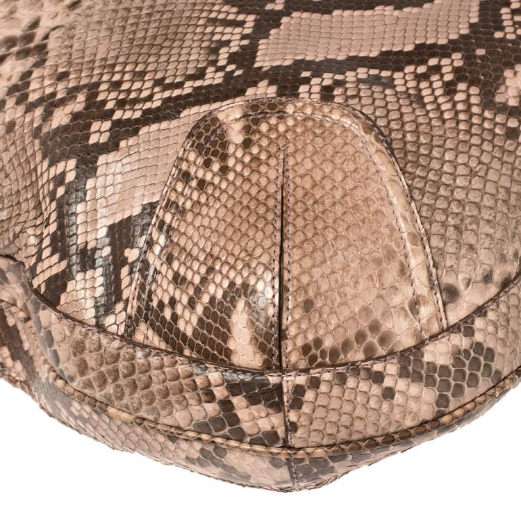 Pre Owned Bally Dusty Pink/Black Python Jana Shoulder Bag