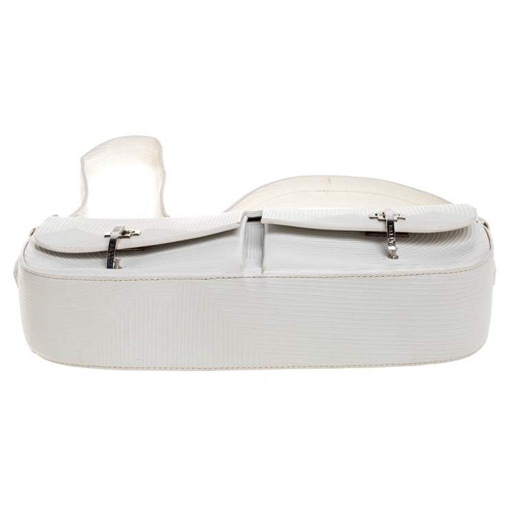 Pre Owned Bally White Textured Leather Double Pocket Flap Shoulder Bag