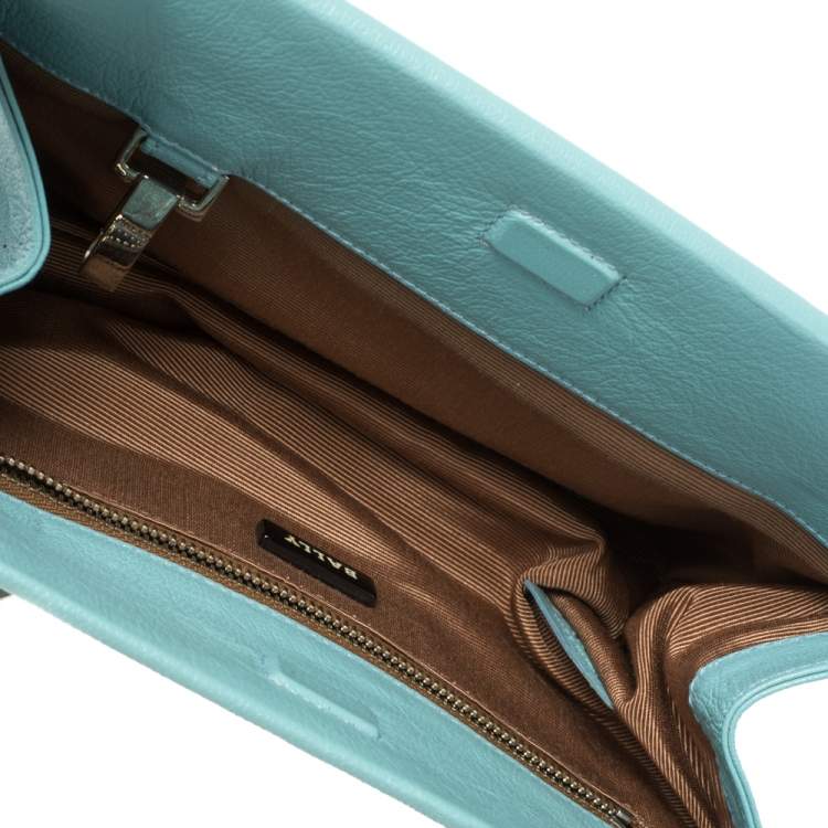 Pre Owned Bally Blue Leather Chain Shoulder Bag