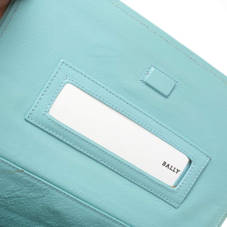 Pre Owned Bally Blue Leather Chain Shoulder Bag