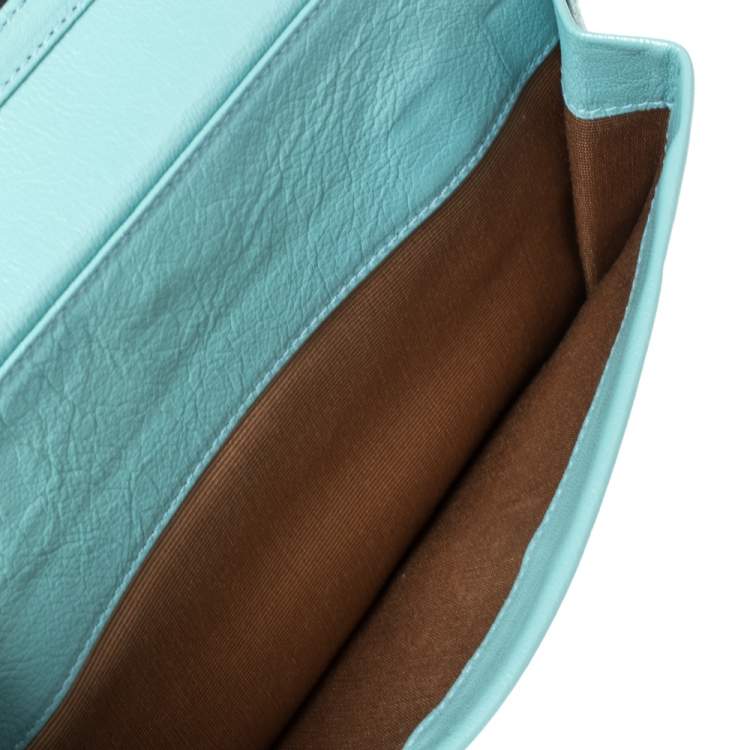 Pre Owned Bally Blue Leather Chain Shoulder Bag