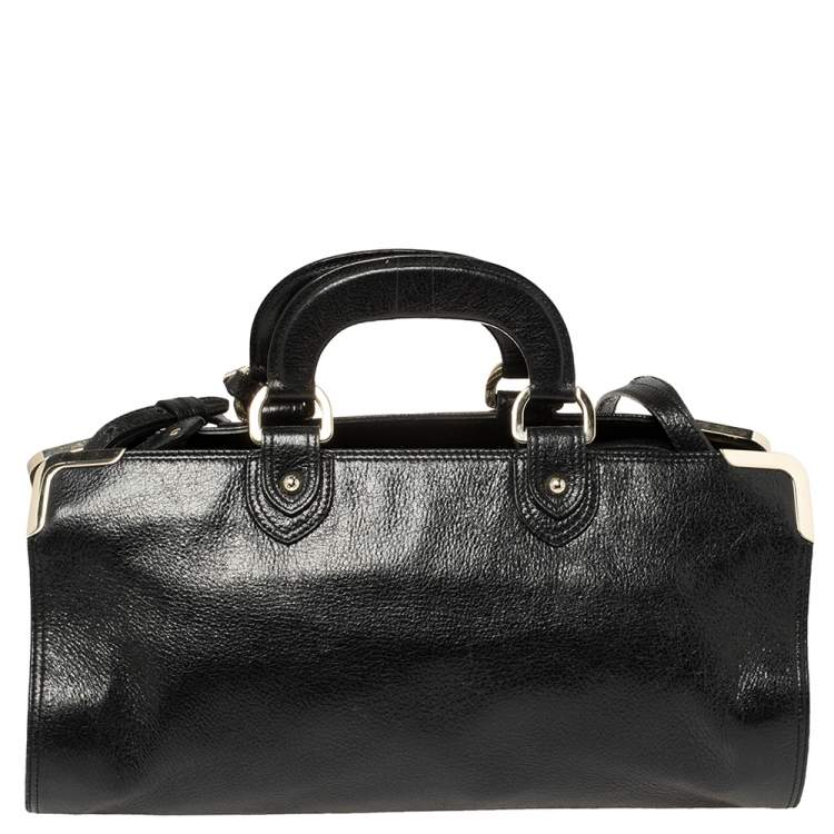 Pre Owned Bally Shimmery Black Leather Satchel
