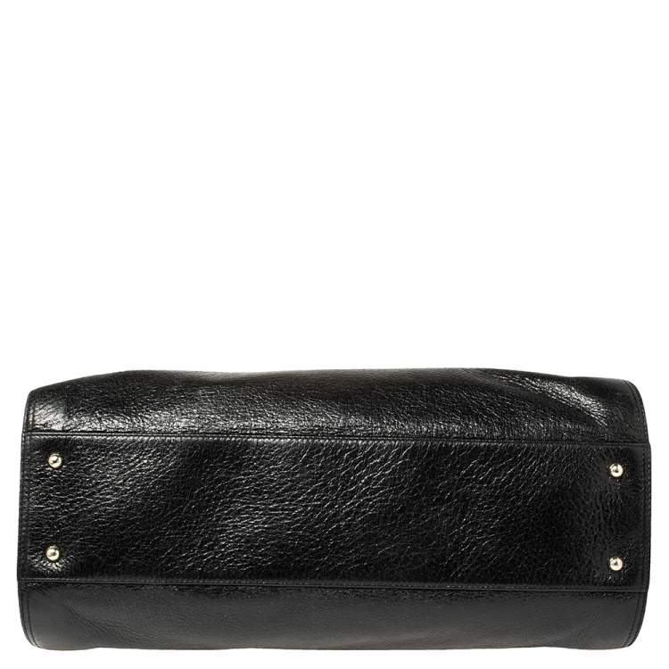 Pre Owned Bally Shimmery Black Leather Satchel