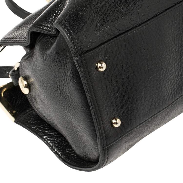 Pre Owned Bally Shimmery Black Leather Satchel