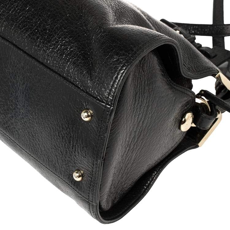 Pre Owned Bally Shimmery Black Leather Satchel