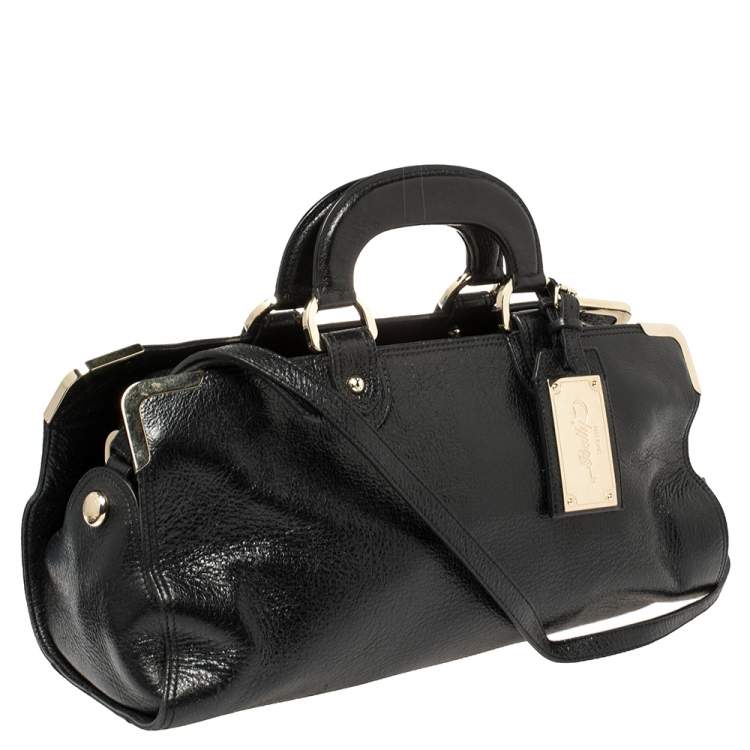 Pre Owned Bally Shimmery Black Leather Satchel