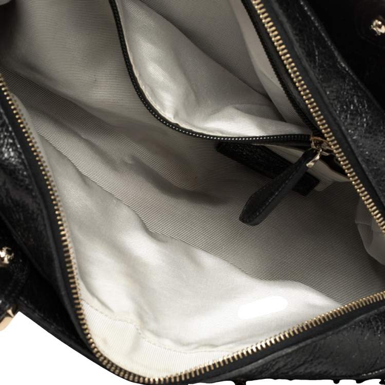 Pre Owned Bally Shimmery Black Leather Satchel