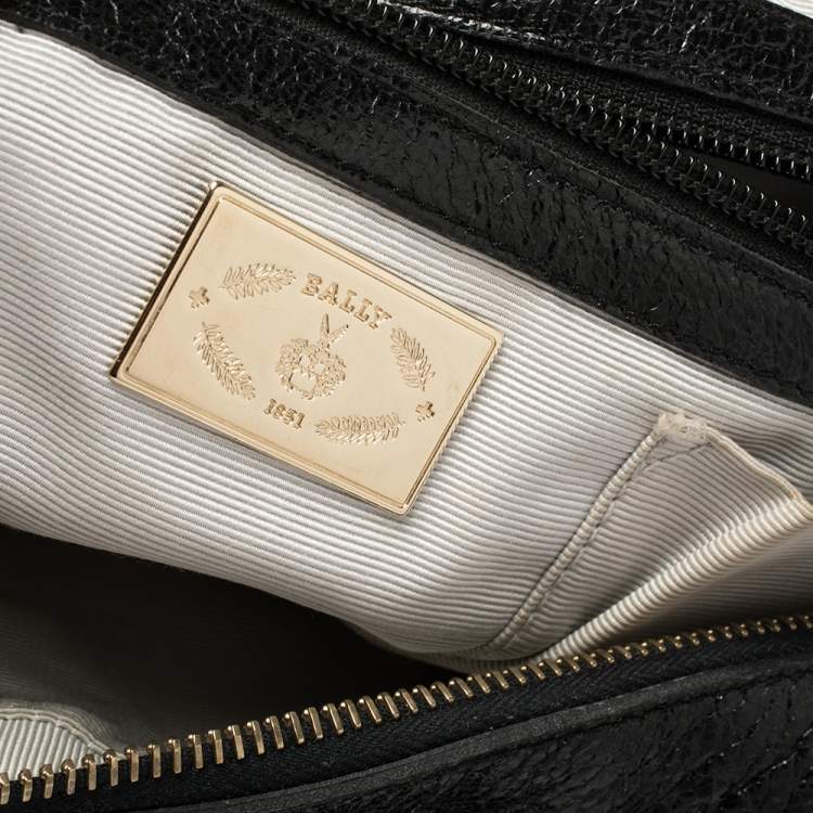 Pre Owned Bally Shimmery Black Leather Satchel