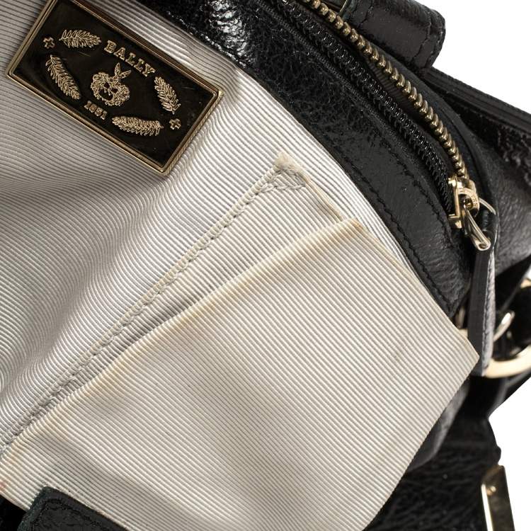 Pre Owned Bally Shimmery Black Leather Satchel