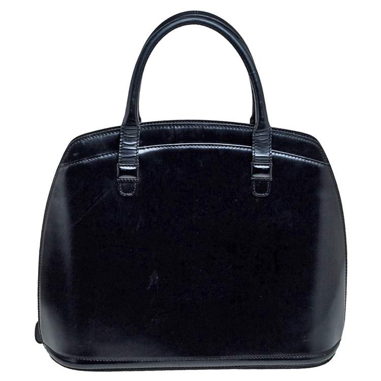 Pre Owned Bally Black leather Logo Top Handle Bag