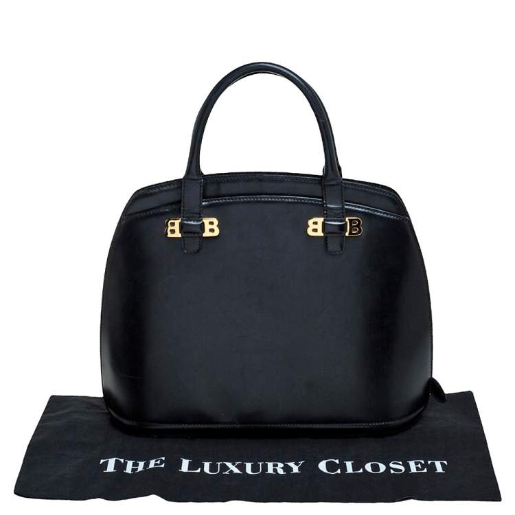 Pre Owned Bally Black leather Logo Top Handle Bag