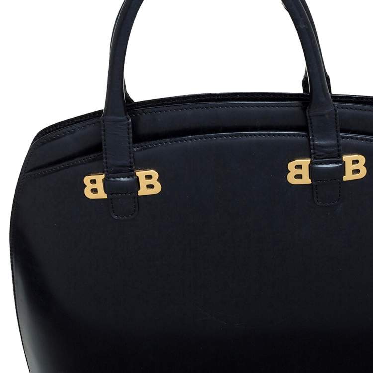Pre Owned Bally Black leather Logo Top Handle Bag