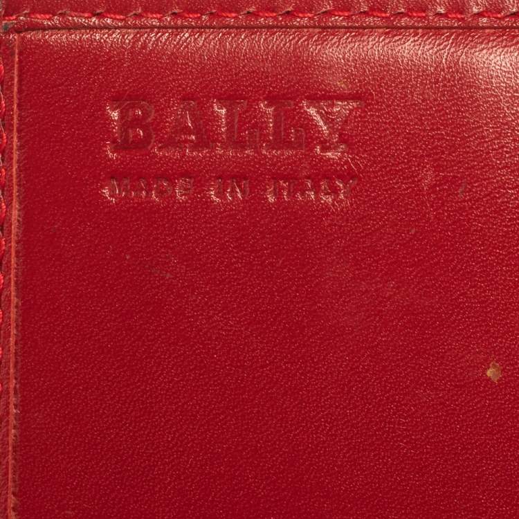 Pre Owned Bally Red Leather Flap Continental Wallet