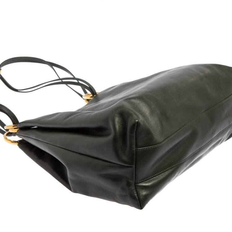 Pre Owned Bally Green Leather Hobo