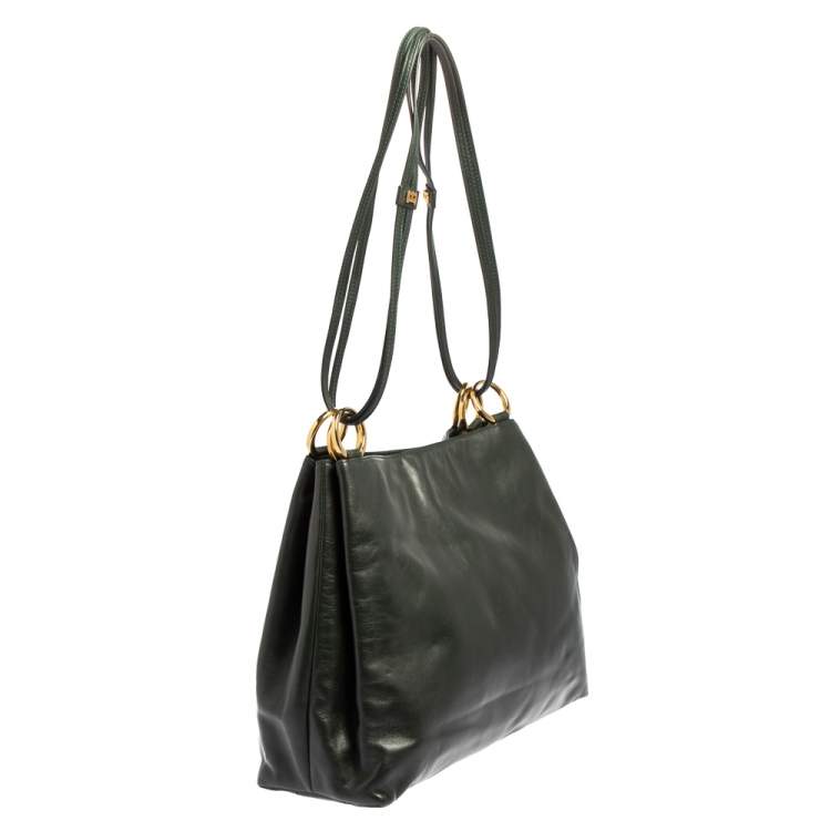 Pre Owned Bally Green Leather Hobo