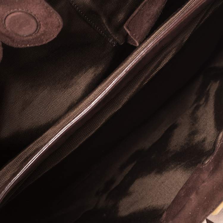 Pre Owned Bally Multicolor Suede  Tortoise Handle Tote