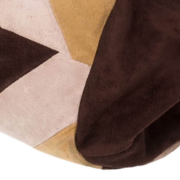Pre Owned Bally Multicolor Suede  Tortoise Handle Tote