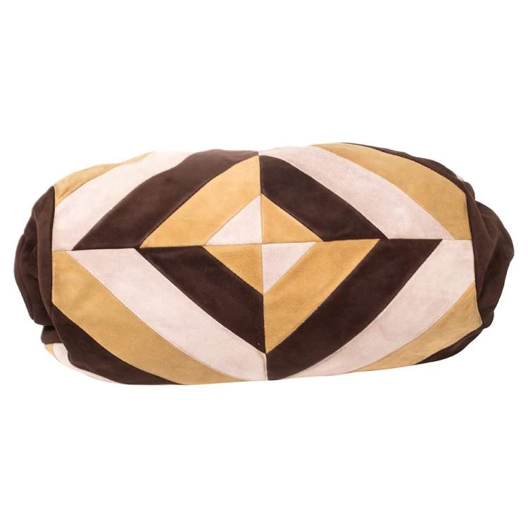 Pre Owned Bally Multicolor Suede  Tortoise Handle Tote