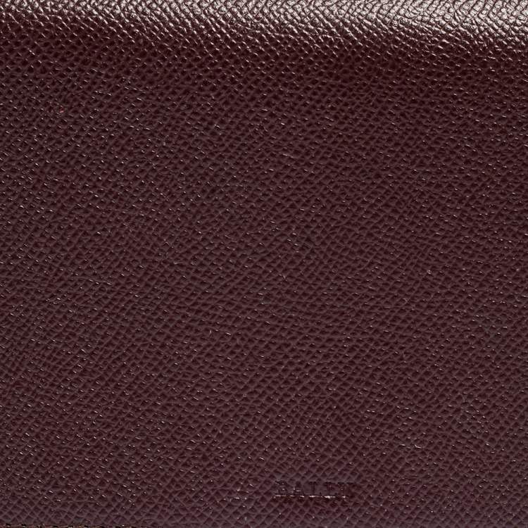 Pre Owned Bally Burgundy Leather Flap Wristlet Clutch