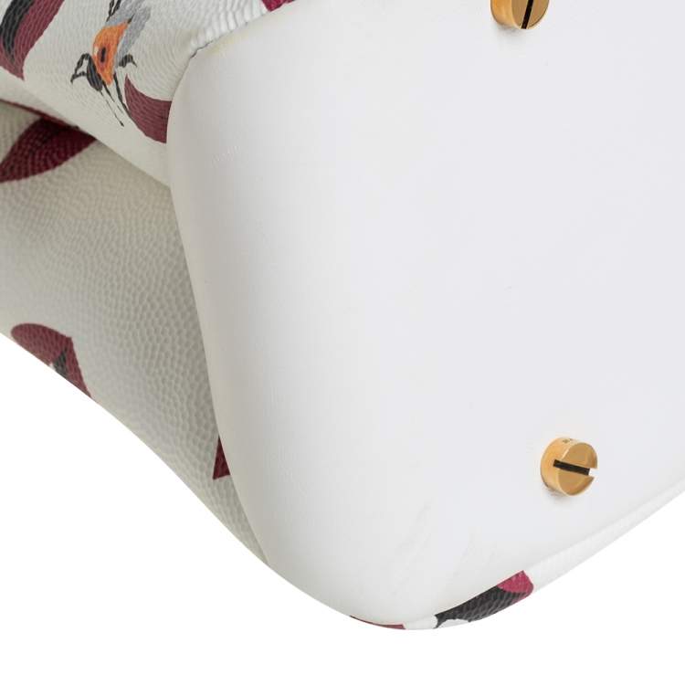 Pre Owned Bally White Lip Print Leather Berkeley Double Zip Tote