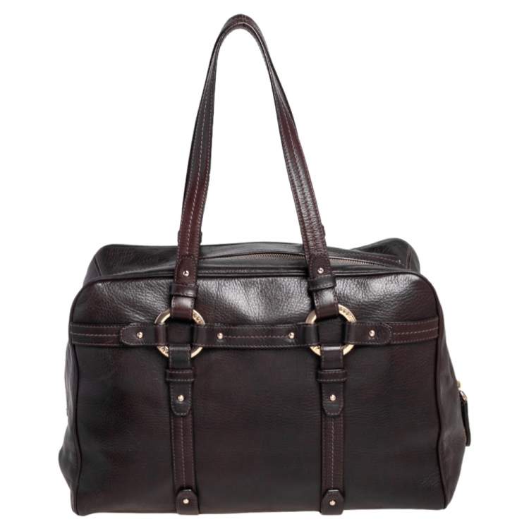 Pre Owned Bally Dark Brown Leather Tassel Satchel