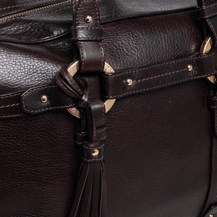 Pre Owned Bally Dark Brown Leather Tassel Satchel