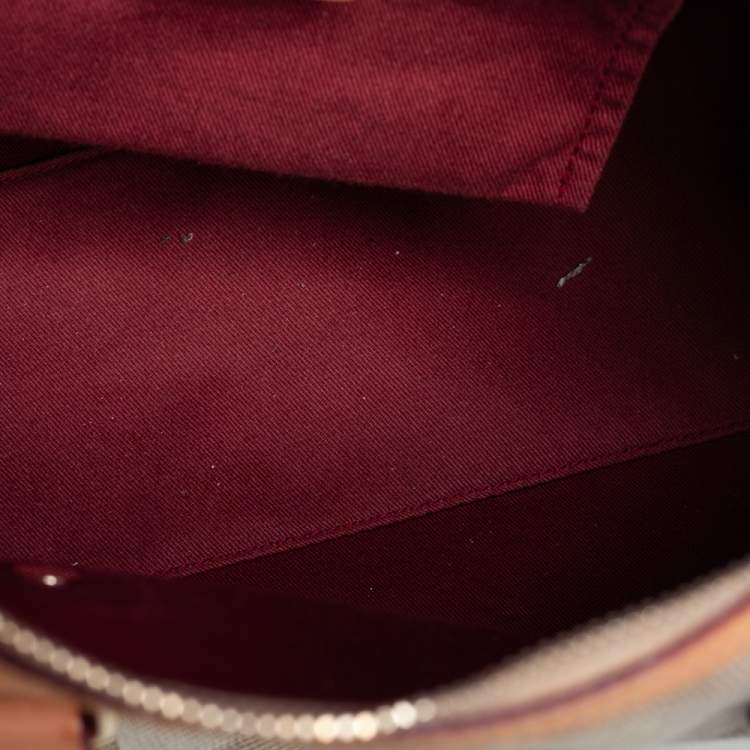 Pre Owned Bally Beige/Grey Monogram Fabric and Leather Boston Bag