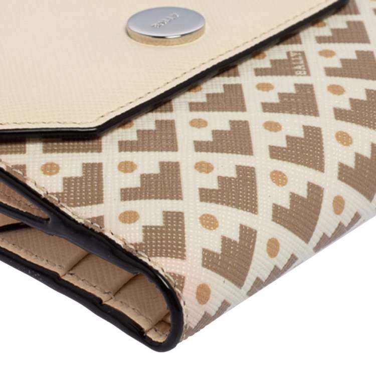 Pre Owned Bally Multicolor Print Leather Compact Wallet