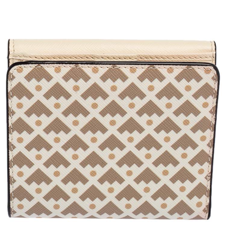 Pre Owned Bally Multicolor Print Leather Compact Wallet