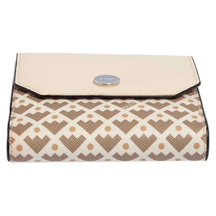 Pre Owned Bally Multicolor Print Leather Compact Wallet