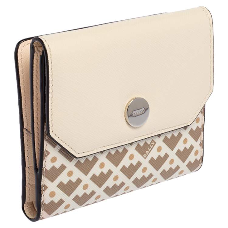 Pre Owned Bally Multicolor Print Leather Compact Wallet