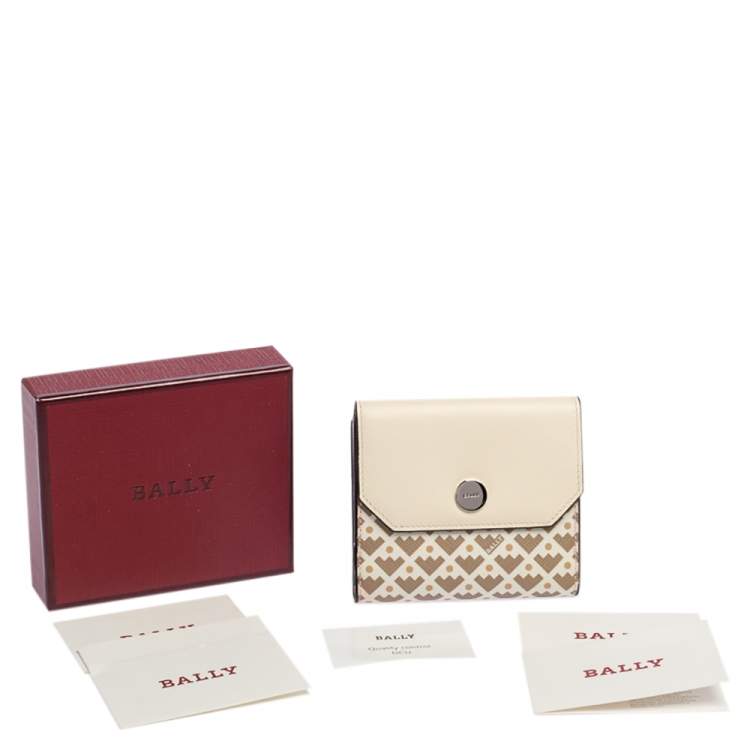 Pre Owned Bally Multicolor Print Leather Compact Wallet