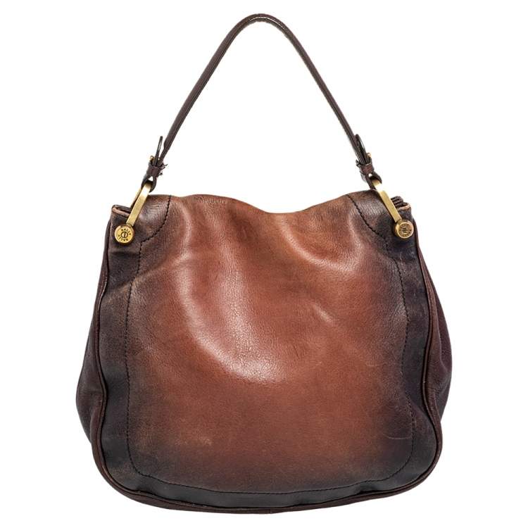 Pre Owned Bally Brown/Black Leather Flap Hobo
