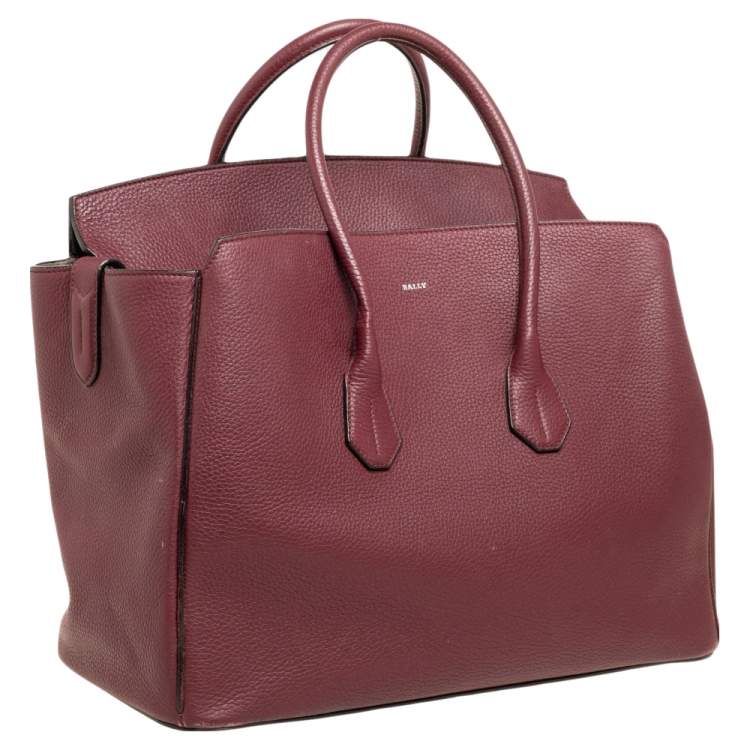 Pre Owned Bally Burgundy Leather Large Sommet Tote