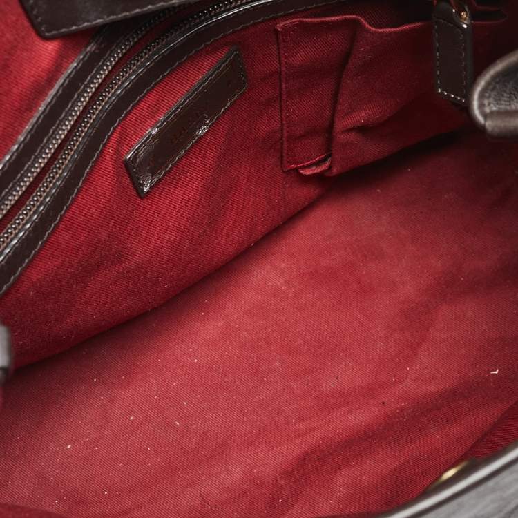 Pre Owned Bally Dark Brown Textured Leather Tote