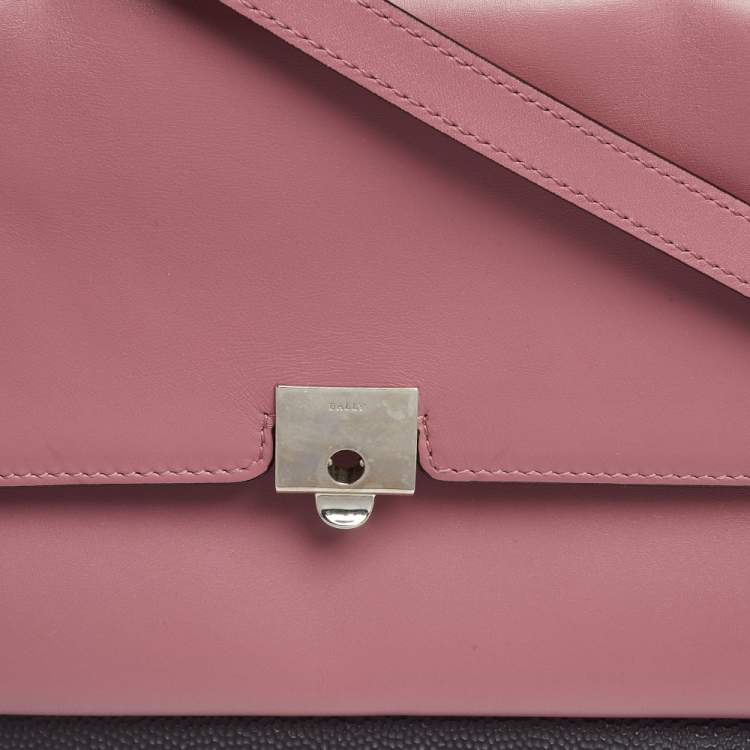 Pre Owned Bally Wine Leather Double Zip Front Pocket Satchel