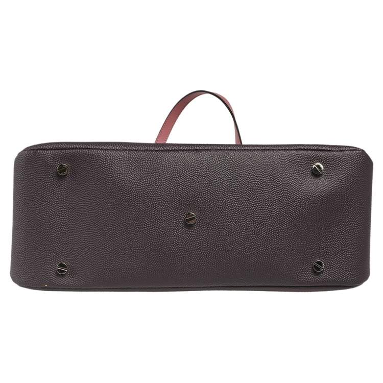 Pre Owned Bally Wine Leather Double Zip Front Pocket Satchel