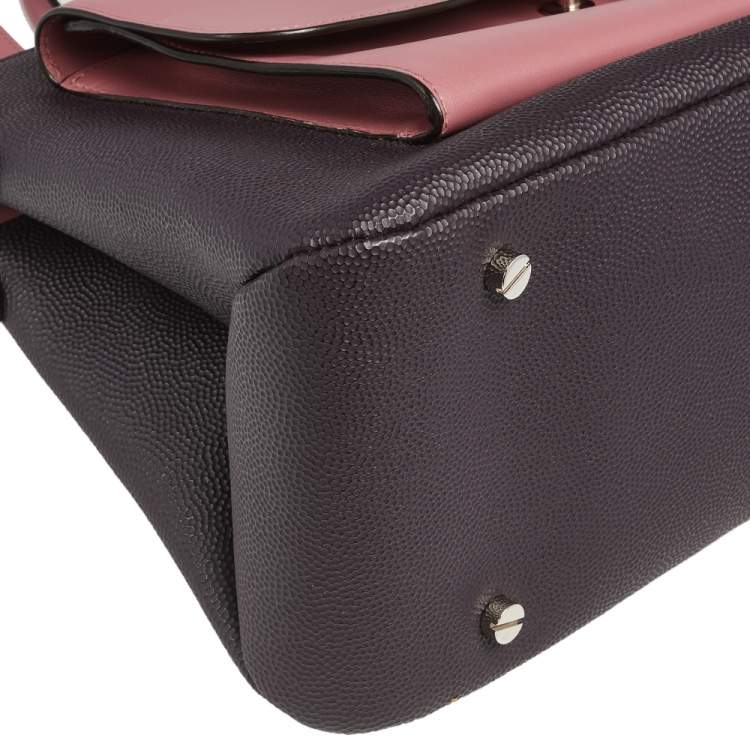 Pre Owned Bally Wine Leather Double Zip Front Pocket Satchel