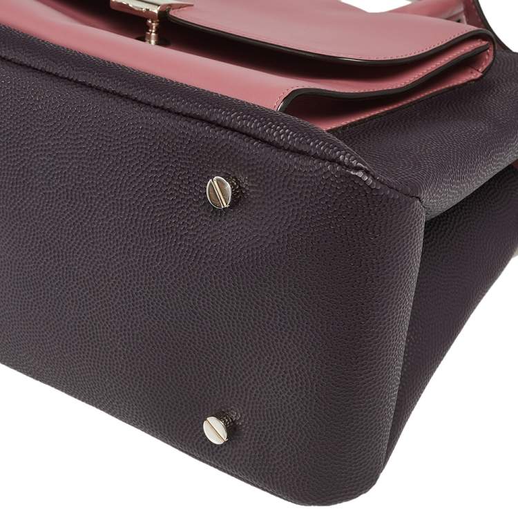 Pre Owned Bally Wine Leather Double Zip Front Pocket Satchel