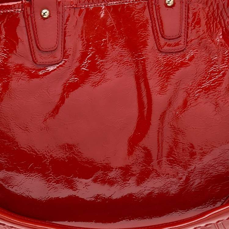 Pre Owned Bally Bright Orange Patent Leather Jana Tote