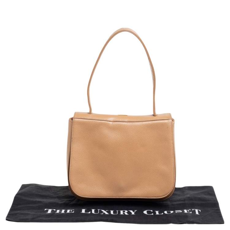 Pre Owned Bally Beige Leather Flap Top Handle Bag
