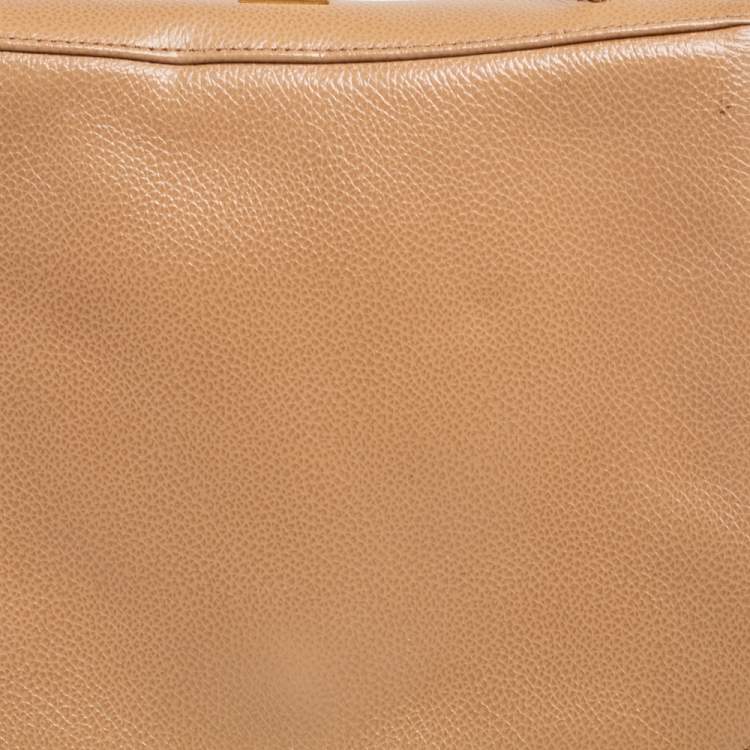 Pre Owned Bally Beige Leather Flap Top Handle Bag