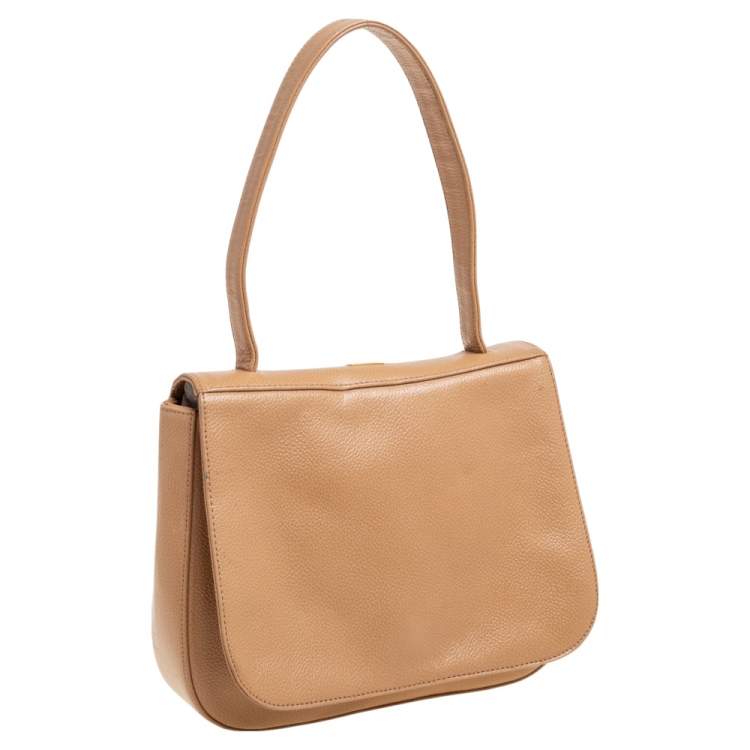 Pre Owned Bally Beige Leather Flap Top Handle Bag