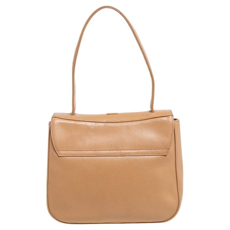 Pre Owned Bally Beige Leather Flap Top Handle Bag
