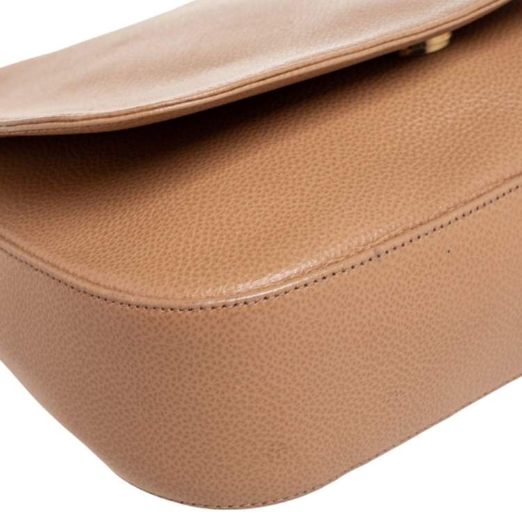 Pre Owned Bally Beige Leather Flap Top Handle Bag