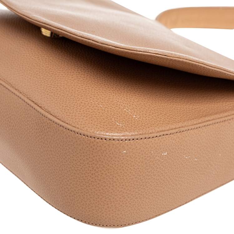 Pre Owned Bally Beige Leather Flap Top Handle Bag